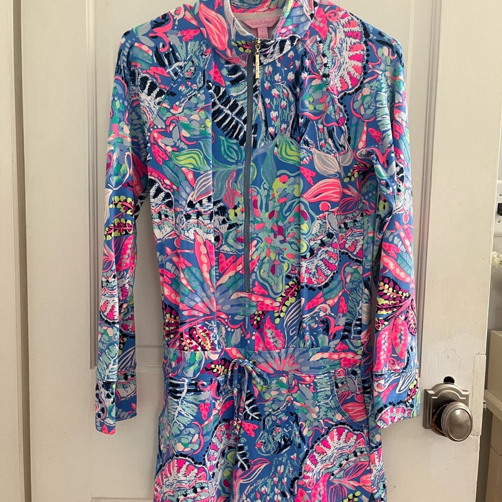 Lilly Pulitzer Pink and Blue Tropical Jumpsuit